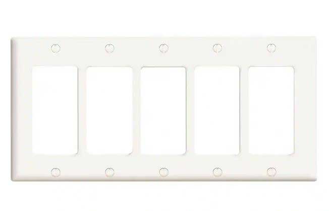 5 Gang White Decora Wall Plate Cover - We-Supply