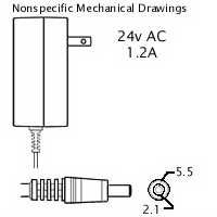 AC Adaptor: 24VAC 1.2A, 2.1x5.5mm - We-Supply