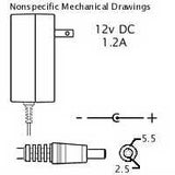 Floating Charger: 12VDC 1.2A, 2.5x5.5mm