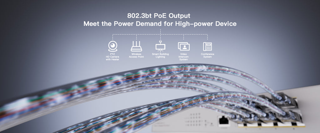 Network Switch, PoE++, 8+2 Port, 400W – Willy's Electronics