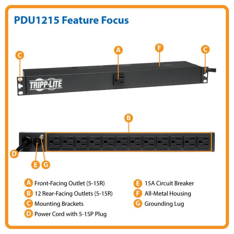 13 Outlet Strip Rack Mounted Surge Suppressor 15' Cord - We-Supply