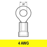 #4AWG Vinyl Insulated Ring Terminal 3/8" Stud, 2 pack - We-Supply