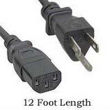 AC Equipment / IEC Computer Black Cord, 12 ft