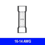 Butt Connector, Blue 16-14 AWG, Nylon, 100 pack