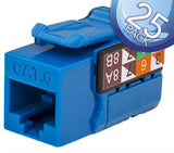 CAT6 Data Grade Keystone Jack, Blue, 25 pack