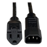 Computer Power Cord, NEMA 5-15R to C14 IEC, 2ft