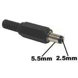 DC Plug (9.3mm Long), 2.5MM x 5.5MM, Inline, Plastic Housing - We-Supply