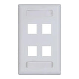 Modular Keystone Faceplate, ID Window, 4 Ports, White