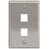 Modular Keystone Faceplate, 2 Port, Stainless Steel