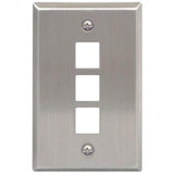 Keystone Wallplate, 3 Port, Stainless Steel - We-Supply