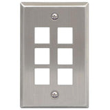 Keystone Wallplate, 6 Port, Stainless Steel - We-Supply