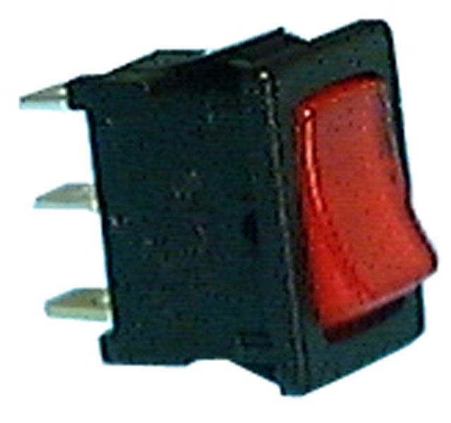 Lighted Miniature Rocker Red On/Off SPST 10A-125V .187