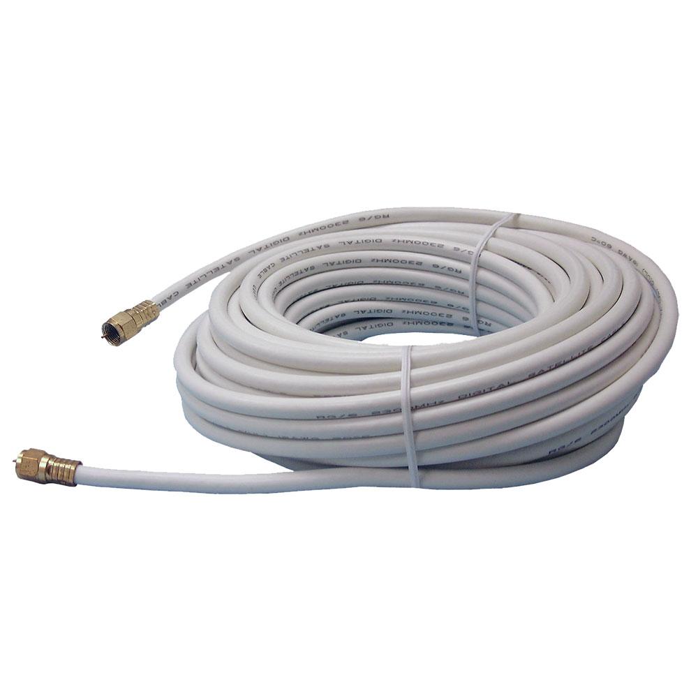 RG6 CATV 75' Cable w/Weatherproof F Type Connectors, White - We-Supply