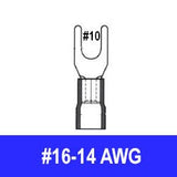 Spade (Fork) Terminal, Blue, 16-14 AWG, Stud #10, Vinyl 100 pack