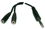 Y-Cable: (1) 1/4" Stereo Male to (2) 3.5mm Stereo Female - We-Supply