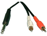 Y-Cable: (1) 1/4" Stereo Male to (2) RCA Male - We-Supply