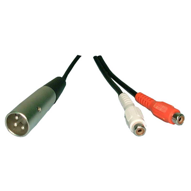 Y-Cord Adaptor: XLR Male to (2) RCA Females - We-Supply